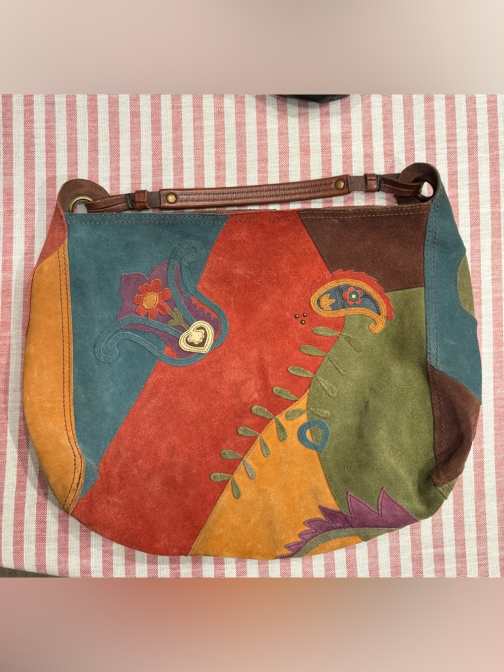 Lucky Brand Multicolor Suede Patchwork Shoulder Bag